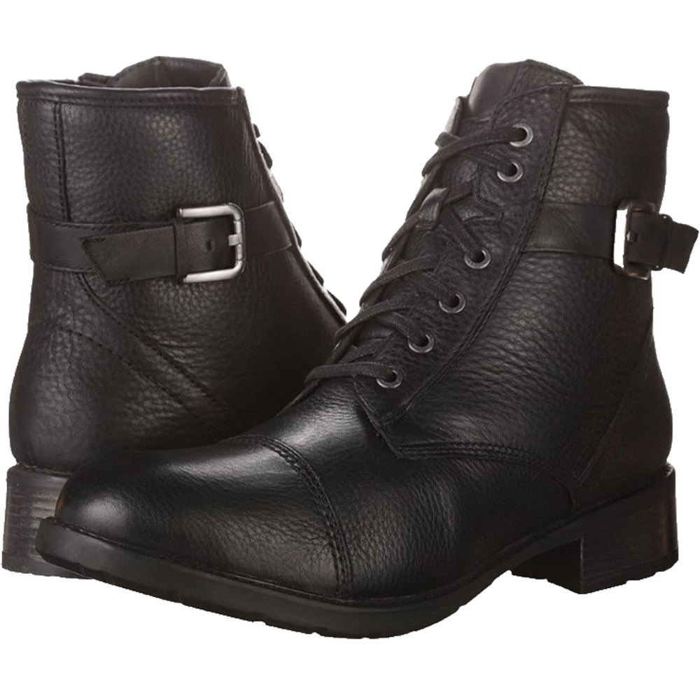 Clarks Swansea Black Leather Lined Lace Up Boots 5.5 M Retro Grunge Outdoor Goth